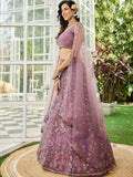 Astonishing Purple Embroidered Net Reception Wear Lehenga Choli - Ethnic Plus In
