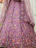 Astonishing Purple Embroidered Net Reception Wear Lehenga Choli - Ethnic Plus In