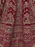 Astonishing Red Velvet Bridal Lehenga Choli With Double Dupatta - Ethnic Plus In