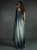 Astonishing Grey Border Work Satin Party Wear Pre-Stitched Saree