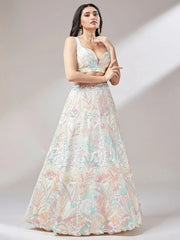 Astounding Off - White Sequins Soft Net Wedding Wear Lehenga Choli - Ethnic Plus In