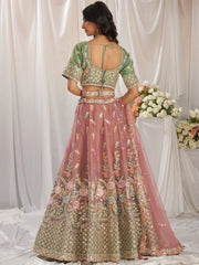 Astounding Pista Green Sequins Tissue Engagement Wear Lehenga Choli - Ethnic Plus In