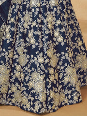 Attractive Blue Silk Embroidered Lehenga Choli With Dupatta - Ethnic Plus In