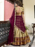 Attractive Brown Zari Weaving Silk Traditional Lehenga Choli With Dupatta - Ethnic Plus In