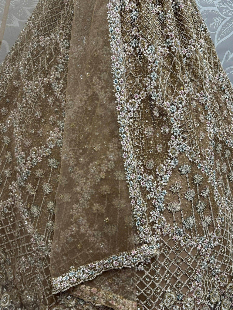 Attractive Golden Thread Work Net Wedding Wear Lehenga Choli - Ethnic Plus In