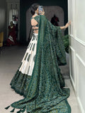 Attractive Green Bandhani Printed Tussar Silk Festival Wear Lehenga Choli - Ethnic Plus In
