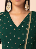 Attractive Green Embroidered Georgette Mehendi Wear Lehenga Choli - Ethnic Plus In