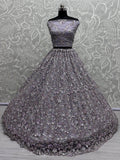 Attractive Lavender Zircon Work Net Bridesmaid Lehenga Choli - Ethnic Plus In