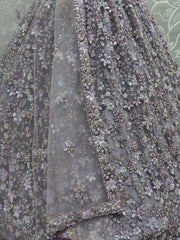 Attractive Lavender Zircon Work Net Bridesmaid Lehenga Choli - Ethnic Plus In