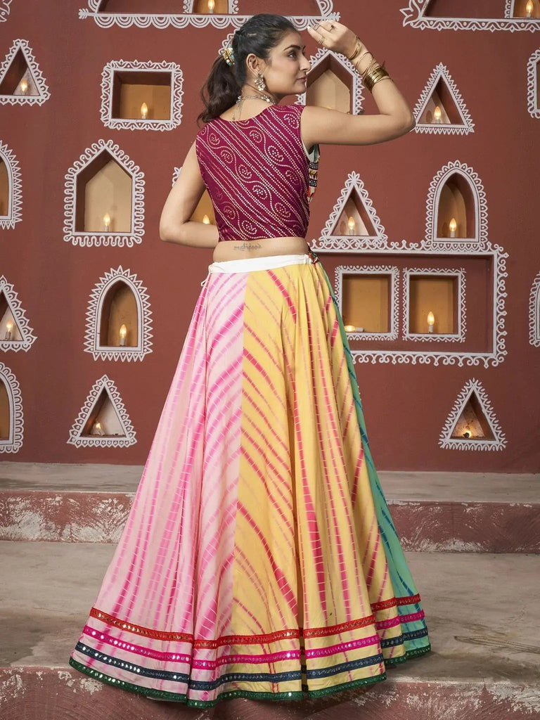 Attractive Multi Color Embroidered Navratri Lehenga Choli With Jacket - Ethnic Plus In