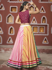 Attractive Multi Color Embroidered Navratri Lehenga Choli With Jacket - Ethnic Plus In