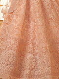 Attractive Peach Embroidery Work Net Bridesmaid Lehenga Choli - Ethnic Plus In