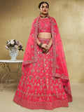 Attractive Peach Sequins Silk Festival Wear Lehenga Choli With Dupatta - Ethnic Plus In