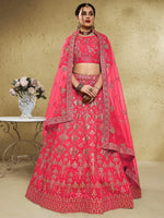 Attractive Peach Sequins Silk Festival Wear Lehenga Choli With Dupatta
