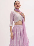 Attractive Pink Thread Embroidered Georgette Event Wear Lehenga Choli - Ethnic Plus In