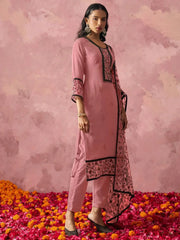 Attractive Pink Thread Embroidery Party Wear Pant Suit - Ethnic Plus In
