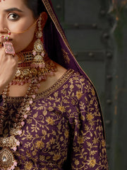 Attractive Purple Jarkan Work Georgette Wedding Wear Lehenga Choli - Ethnic Plus In
