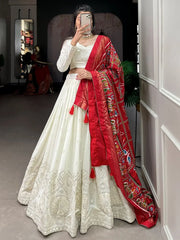 Attractive Red Mirror Work Georgette Function Wear Lehenga Choli - Ethnic Plus In