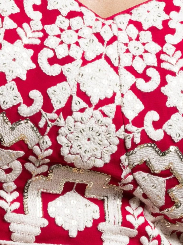 Attractive Red Thread Work Georgette Sangeet Wear Lehenga Choli - Ethnic Plus In
