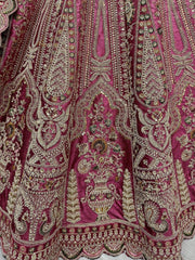 Attractive Wine Velvet Bridal Lehenga Choli With Dupatta - Ethnic Plus In