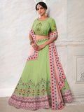 Attractive Green Floral Embroidered Georgette Lehenga Choli