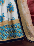 Attractive White Floral Print Banglori Silk Wedding Lehenga Choli