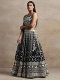 Awesome Black Thread Work Georgette Reception Wear Lehenga Choli - Ethnic Plus In