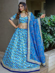 Awesome Blue Sequins Work Art Silk Wedding Lehenga Choli - Ethnic Plus In