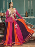 Awesome Multi Color Mirror Work Rayon Lehenga Choli With Jacket - Ethnic Plus In
