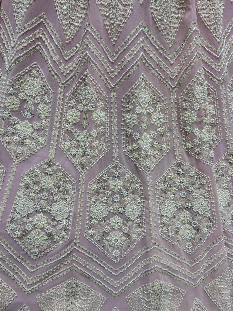 Awesome Pink Pearl Work Georgette Reception Wear Lehenga Choli - Ethnic Plus In