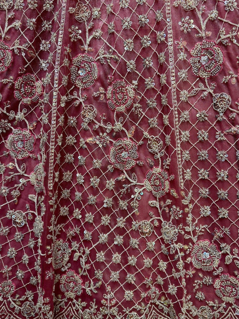 Awesome Pink Thread Work Net Wedding Wear Lehenga Choli - Ethnic Plus In