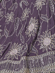 Awesome Purple Thread Embroidered Satin Sangeet Wear Lehenga Choli - Ethnic Plus In