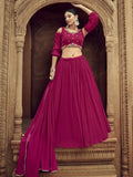 Awesome Rani Pink Hand Embroidered Georgette Lehenga Choli - Ethnic Plus In