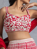 Awesome Red Thread Embroidered Georgette Wedding Lehenga Choli - Ethnic Plus In