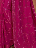 Incredible Magenta Sequins Georgette Party Wear Saree With Blouse