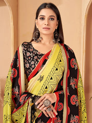 Charming Yellow Digital Printed Pashmina Traditional Saree With Shawl