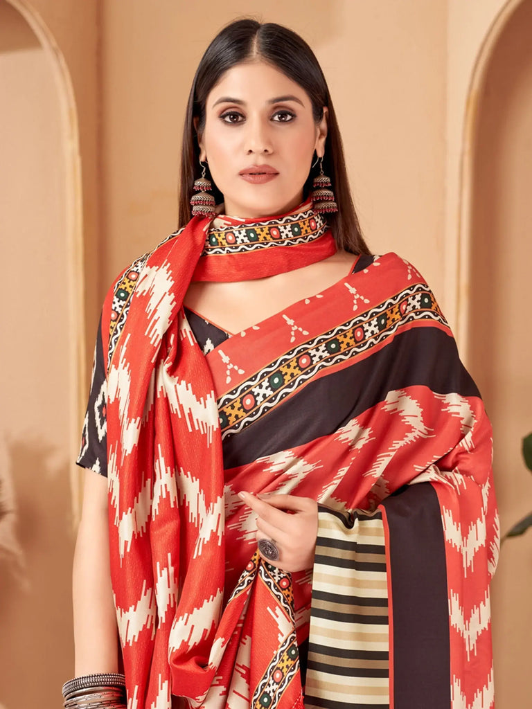 Captivating Multi-Color Digital Printed Pashmina Saree With Shawl