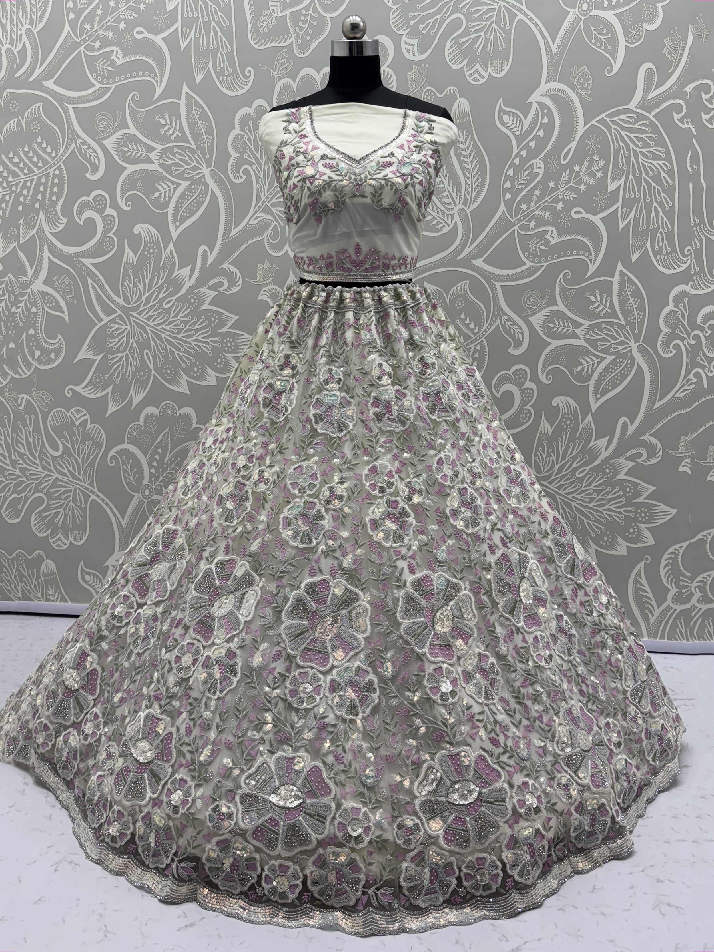 Gorgeous White Net Multi-Thread Work Function Wear Lehenga Choli