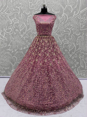 Artistic Pink Net Sequins Work Bridesmaid Lehenga Choli With Dupatta