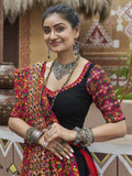 Beautiful Black Embroidered Rayon Navratri Lehenga Choli With Dupatta - Ethnic Plus In