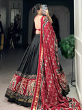 Beautiful Black Patola Printed Tussar Silk Festive Wear Lehenga Choli - Ethnic Plus In