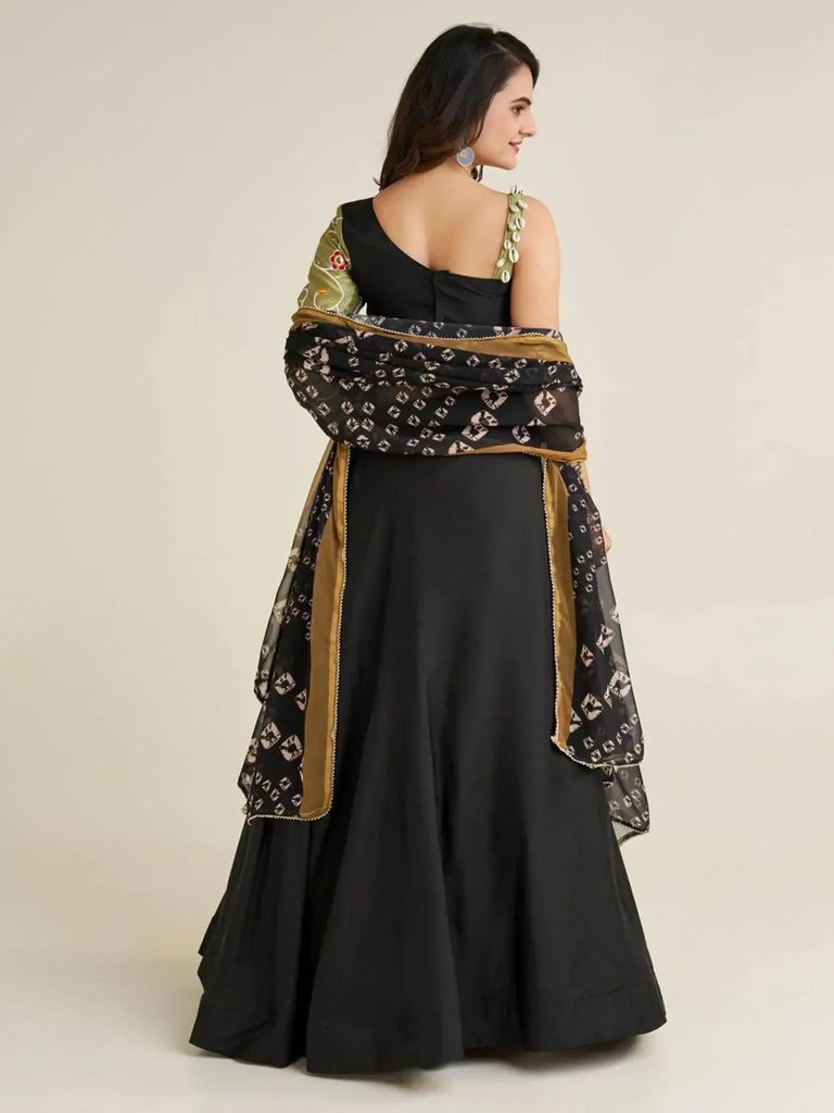 Beautiful Black Sequins Rayon Navratri Wear Lehenga Choli With Dupatta - Ethnic Plus In