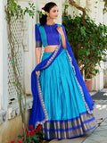 Beautiful Blue Zari Weaving Art Silk Festival Wear Half Saree Lehenga - Ethnic Plus In