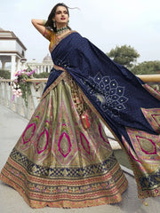 Beautiful Green Embroidered Silk Wedding Lehenga Choli With Dupatta - Ethnic Plus In