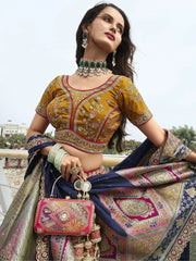 Beautiful Green Embroidered Silk Wedding Lehenga Choli With Dupatta - Ethnic Plus In
