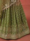 Beautiful Green Sequins Embroidered Mehendi Wear Lehenga Choli - Ethnic Plus In