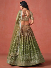 Beautiful Green Sequins Embroidered Mehendi Wear Lehenga Choli - Ethnic Plus In