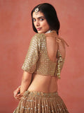 Beautiful Green Sequins Embroidered Mehendi Wear Lehenga Choli - Ethnic Plus In