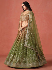 Beautiful Green Sequins Embroidered Mehendi Wear Lehenga Choli - Ethnic Plus In