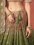 Beautiful Green Sequins Embroidered Mehendi Wear Lehenga Choli - Ethnic Plus In